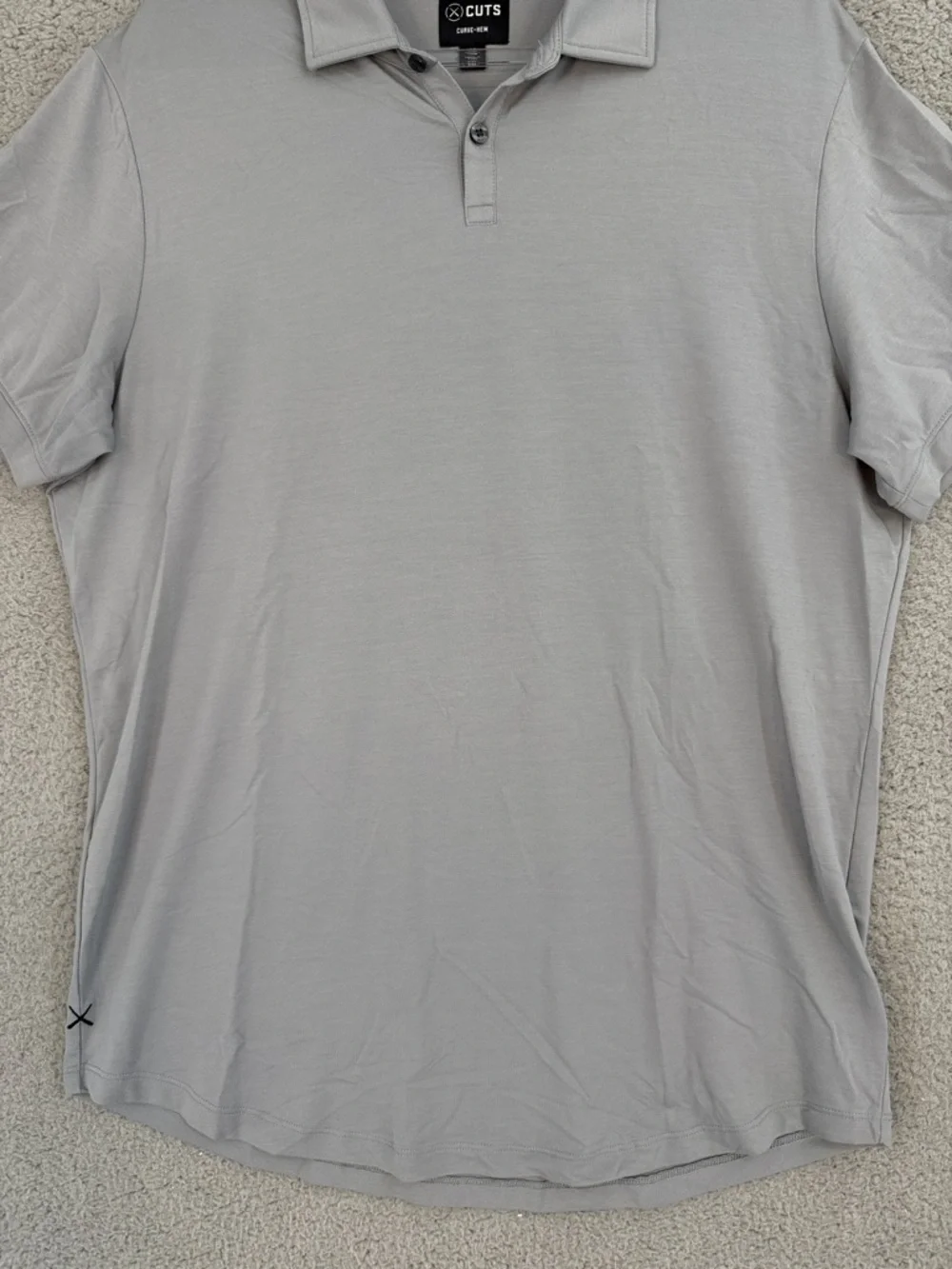 Cuts Men’s 2XL Light Gray Polo Shirt curve-hem Pullover Performance stretch